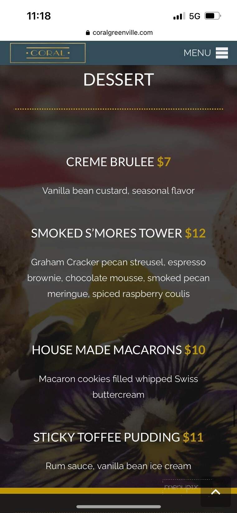 Coral Greenville - Greenville, SC menu_pic