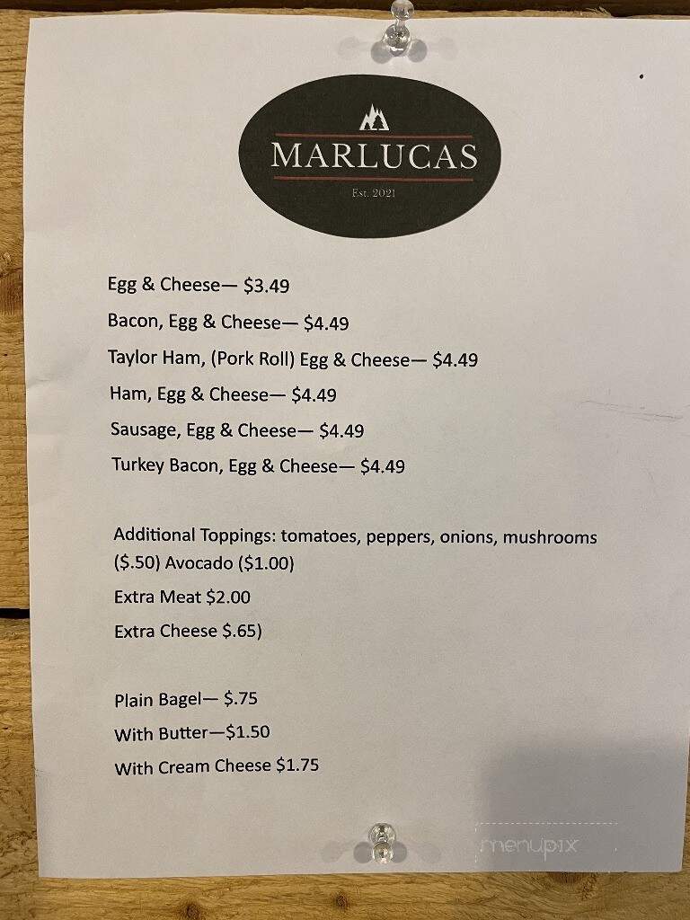 Marlucas - Bushkill, PA menu_pic