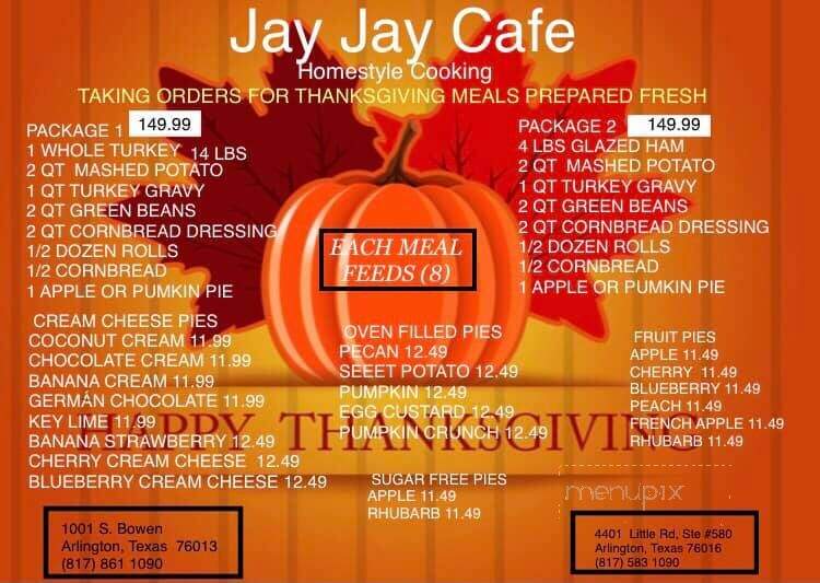 Jay Jay Cafe - Mansfield, TX menu_pic