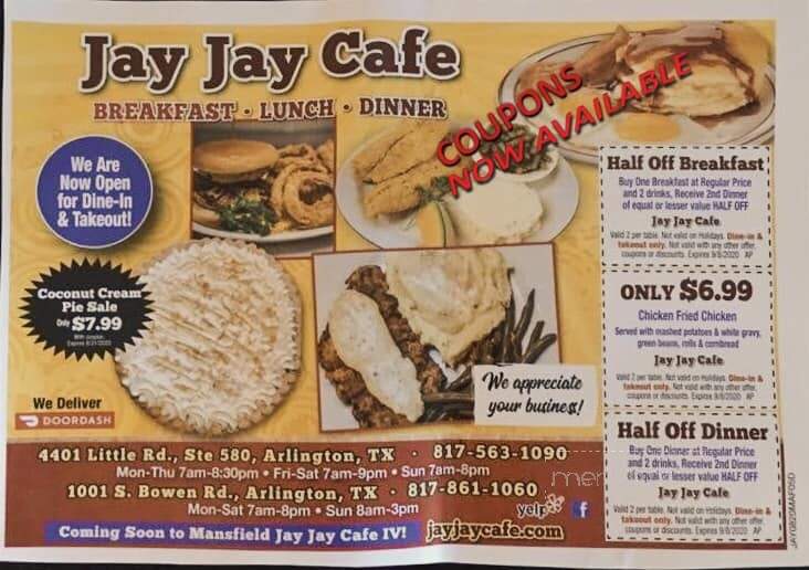 Jay Jay Cafe - Mansfield, TX menu_pic