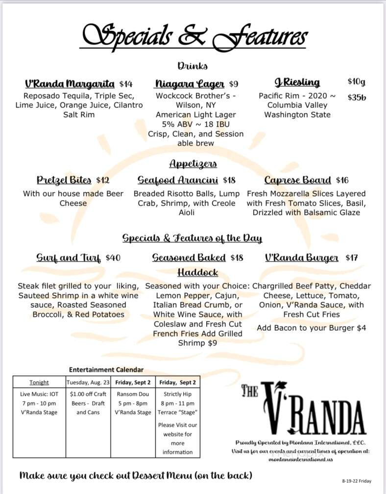 The V'Randa - Grand Island, NY menu_pic