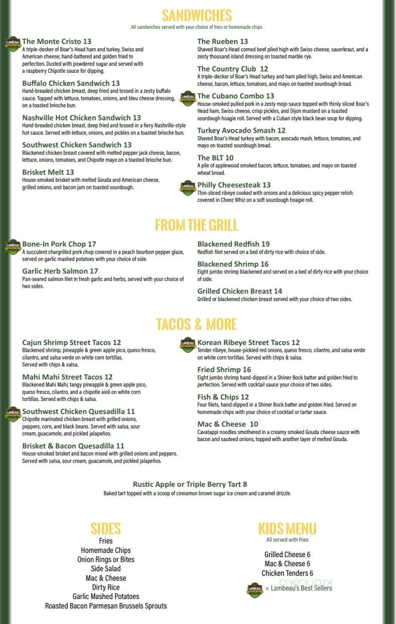 Lambeau's Sports Bar & Grill - Cypress, TX menu_pic