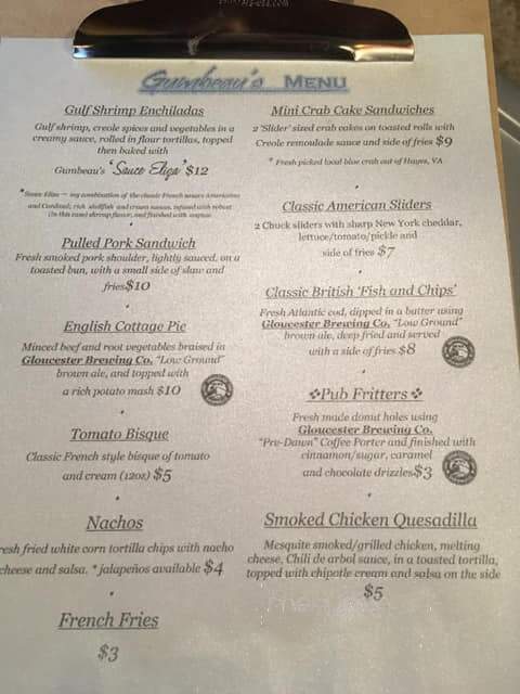 Gloucester Brewing Company - Gloucester, VA menu_pic