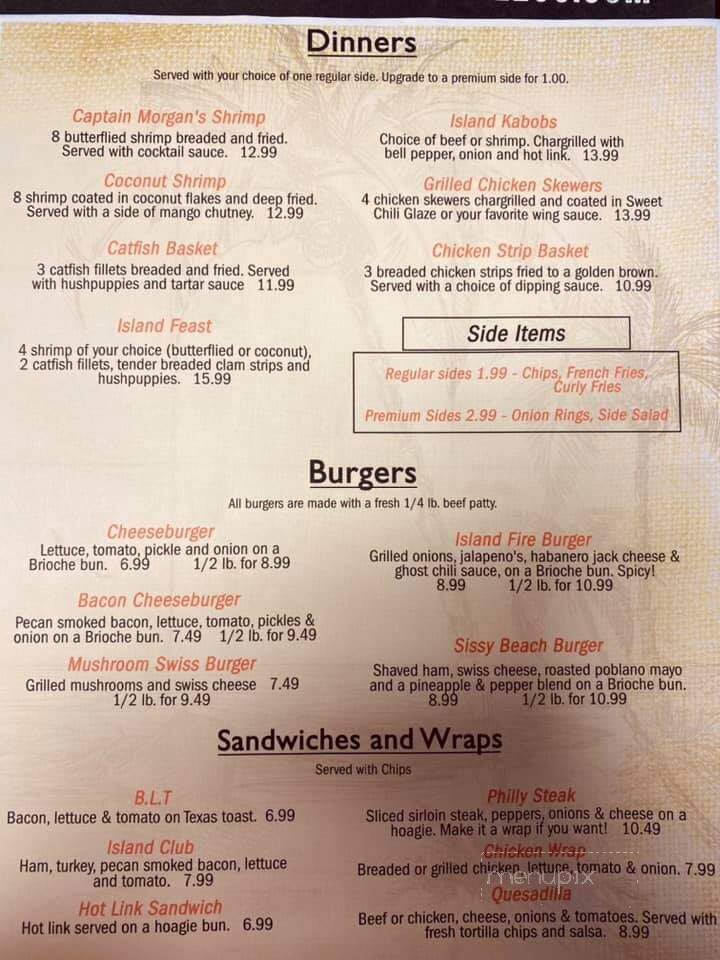 Island Xtreme Bar and Grill - Eufaula, OK menu_pic