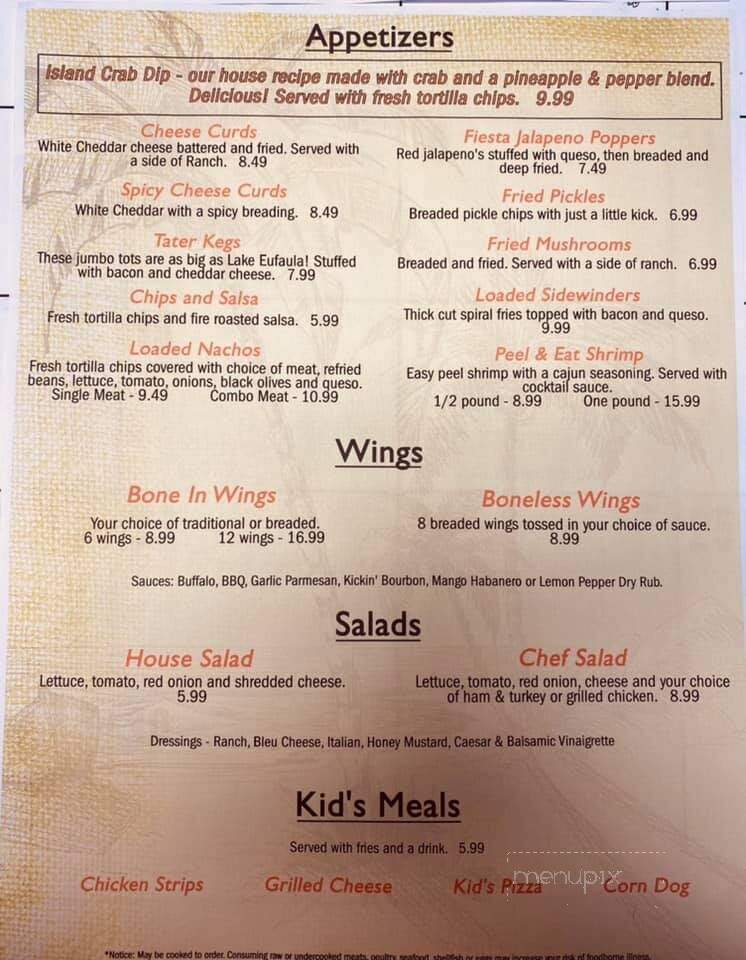 Island Xtreme Bar and Grill - Eufaula, OK menu_pic