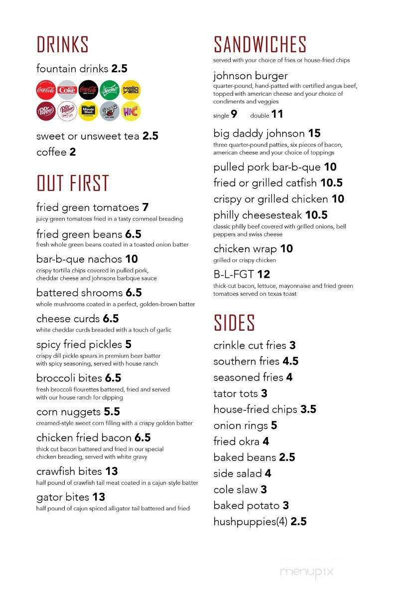 Johnson's Fish House and Diner - Wynne, AR menu_pic