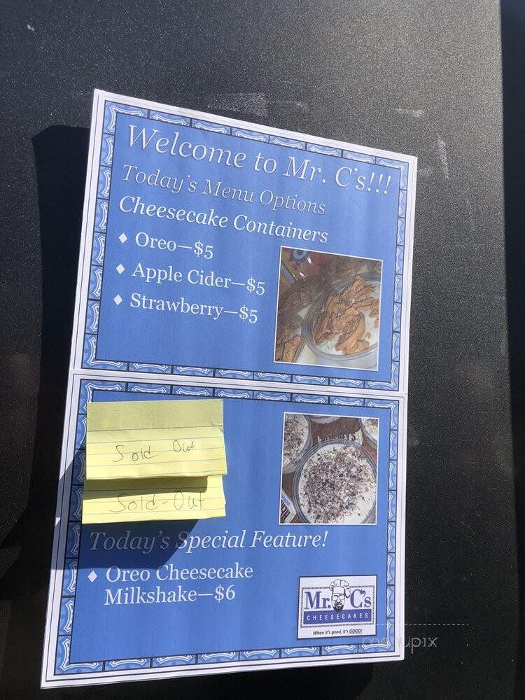 Mr C's Cheesecake - Louisville, KY menu_pic