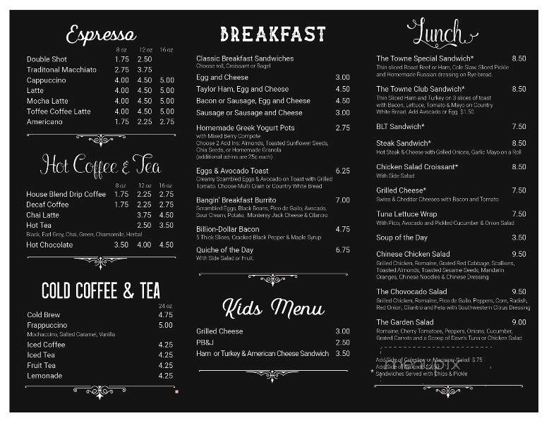 Towne Coffee - Mount Pleasant, TN menu_pic