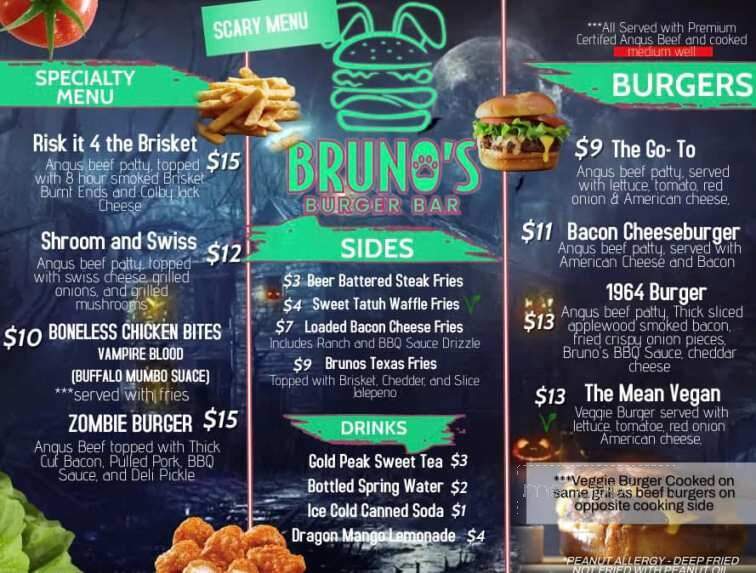Bruno's Burger Bar - Zebulon, NC menu_pic