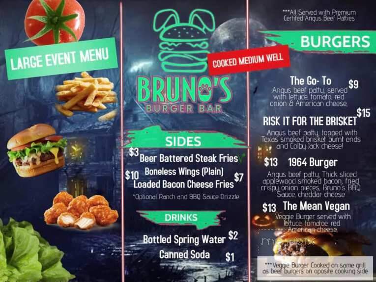 Bruno's Burger Bar - Zebulon, NC menu_pic