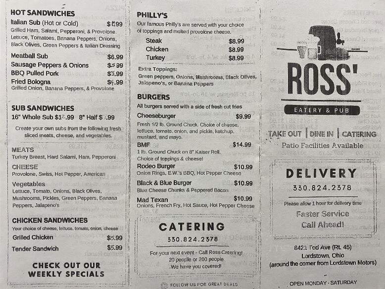 Ross' Eatery & Pub - Lordstown, OH