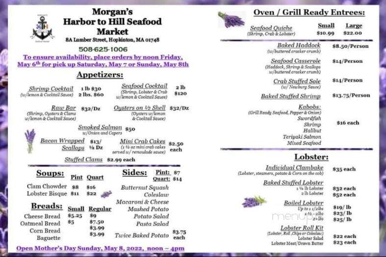 Morgan's Harbor to Hill - Hopkinton, MA menu_pic