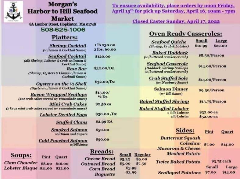 Morgan's Harbor to Hill - Hopkinton, MA menu_pic