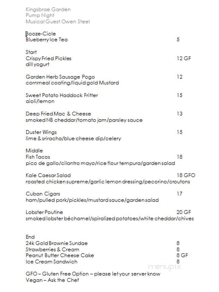 Kingsbrae Garden - Saint Andrews, NB menu_pic