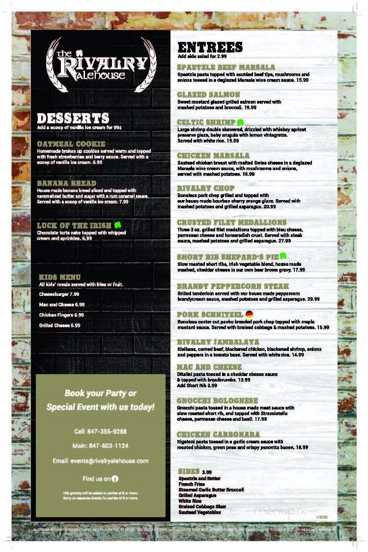 Rivalry Alehouse - Antioch, IL menu_pic