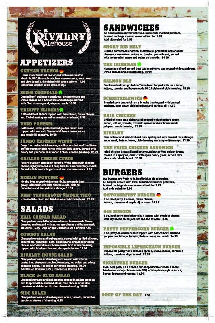 Rivalry Alehouse - Antioch, IL menu_pic