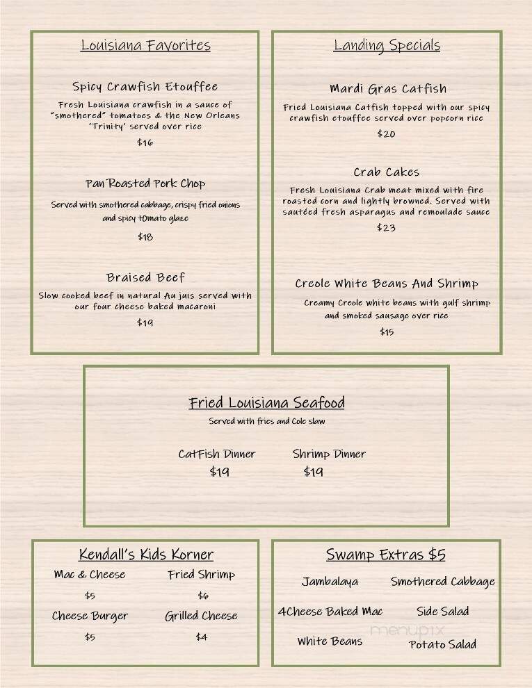 Segnette Landing - Westwego, LA menu_pic
