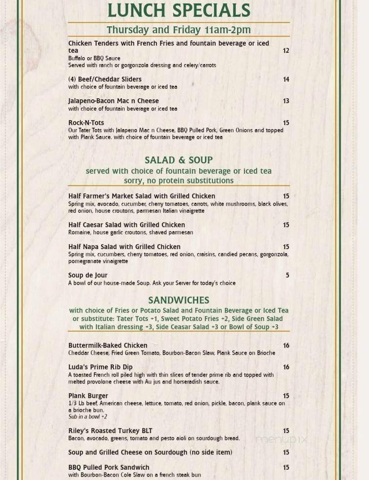 Plank Craft Kitchen & Bar - Folsom, CA menu_pic