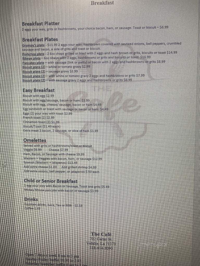 The Cafe - Vidalia, LA menu_pic