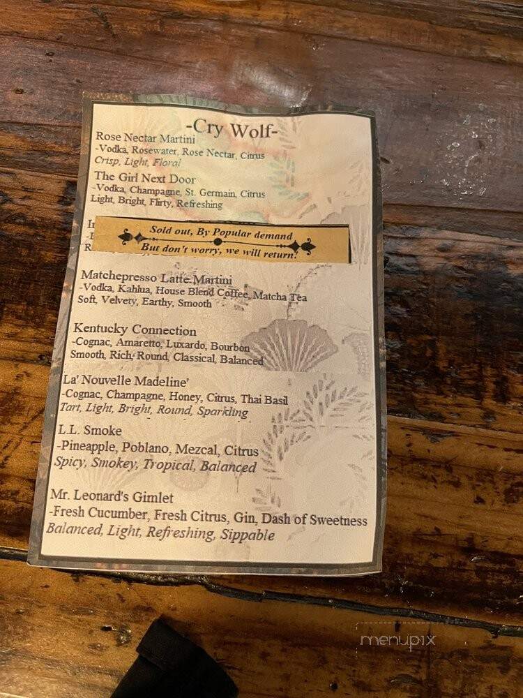 Cry Wolf - Dallas, TX menu_pic