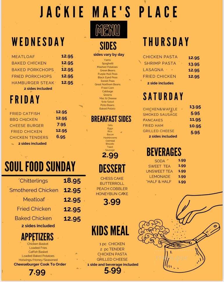 Jackie Mae's Place - Millington, TN menu_pic