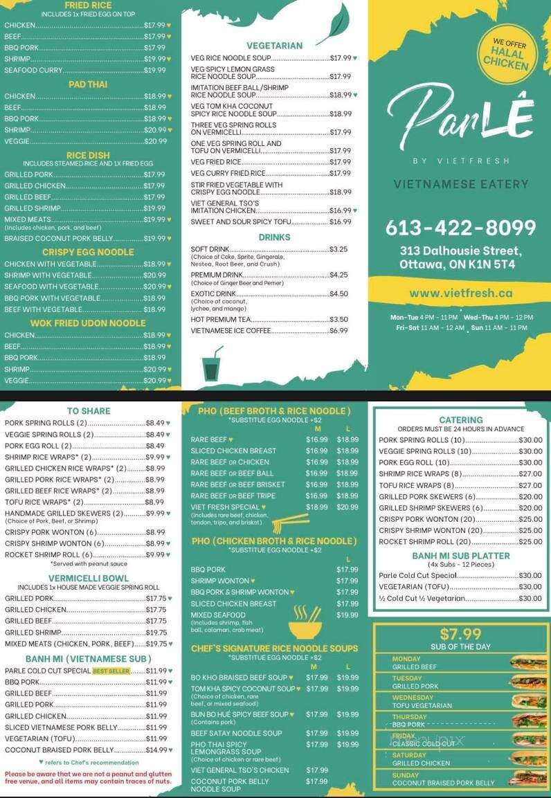 Parle By Viet Fresh - Ottawa, ON menu_pic
