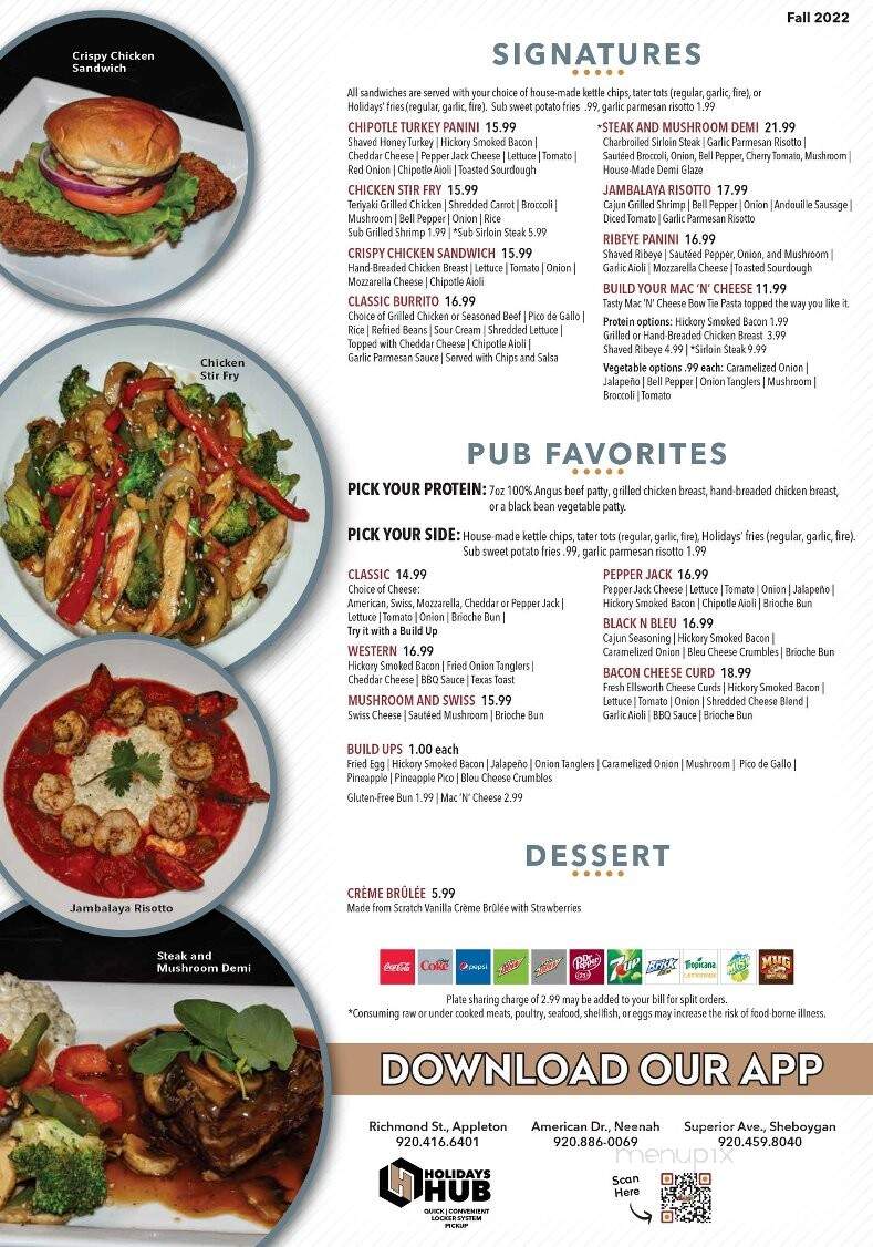 Holidays Pub & Grill - Appleton, WI menu_pic
