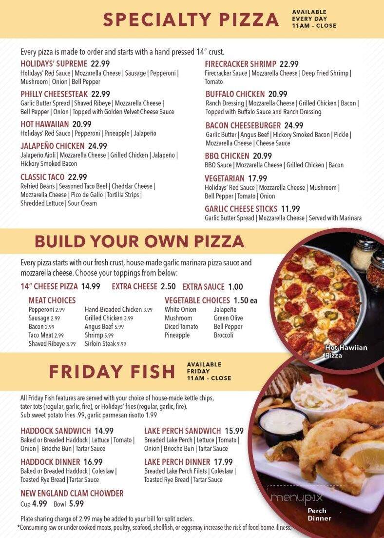 Holidays Pub & Grill - Appleton, WI menu_pic