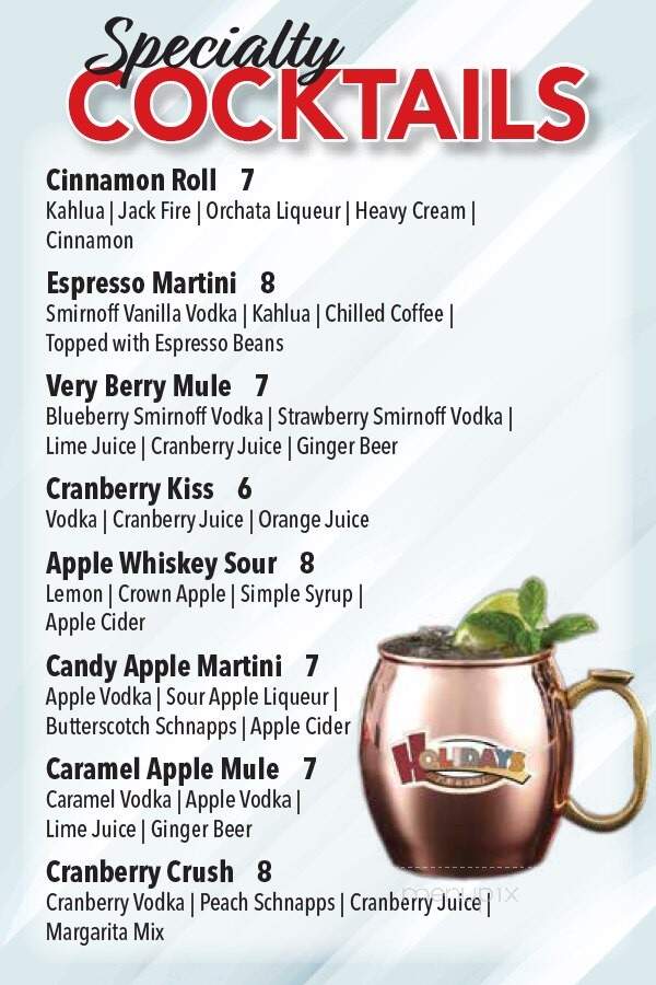 Holidays Pub & Grill - Appleton, WI menu_pic