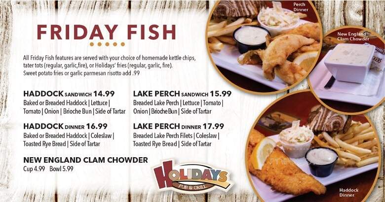 Holidays Pub & Grill - Appleton, WI menu_pic