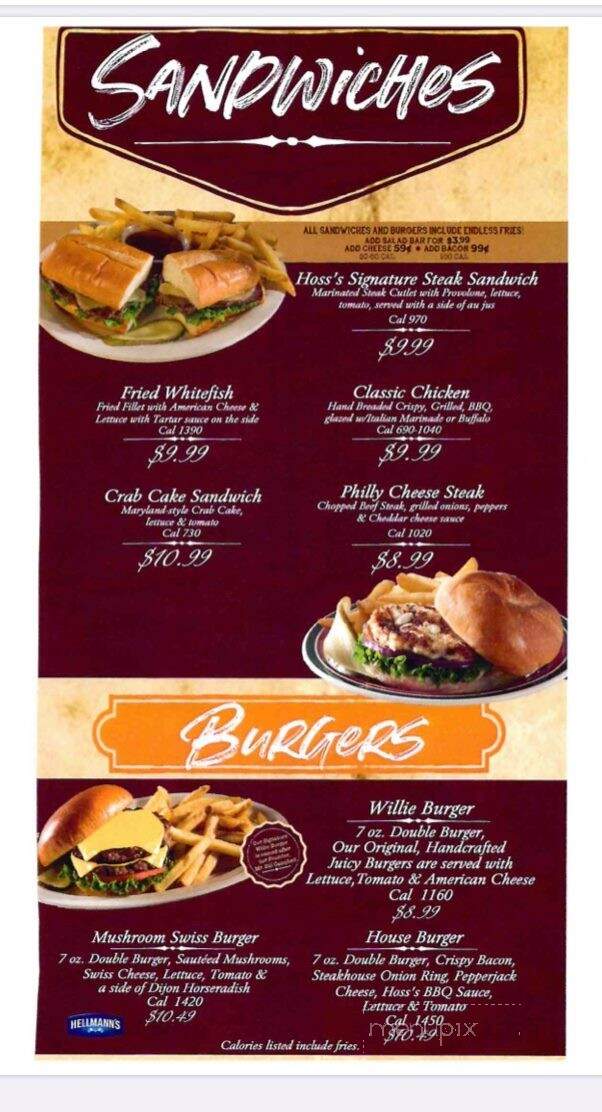 Hoss's Family Steak & Sea - Ebensburg, PA menu_pic