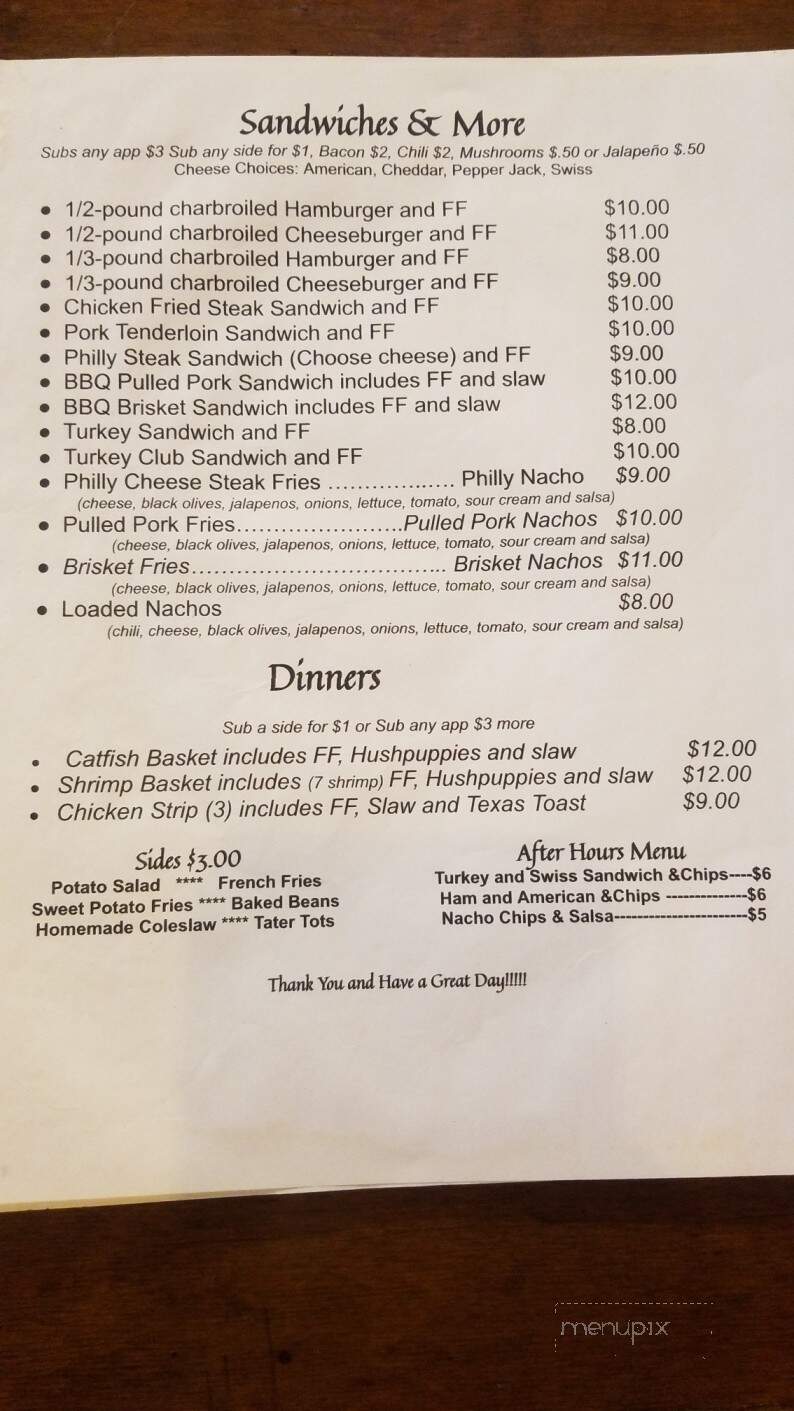 Legends Saloon - Eureka Springs, AR menu_pic