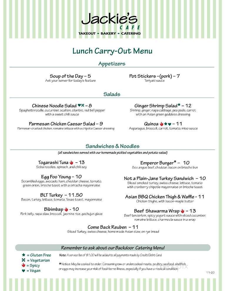 Jackie's Cafe - New Buffalo, MI menu_pic