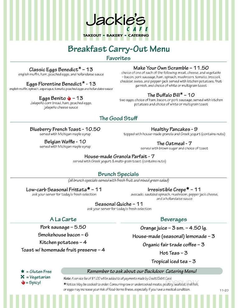 Jackie's Cafe - New Buffalo, MI menu_pic