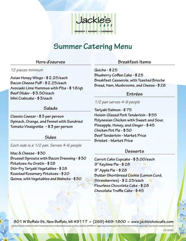 Jackie's Cafe - New Buffalo, MI menu_pic