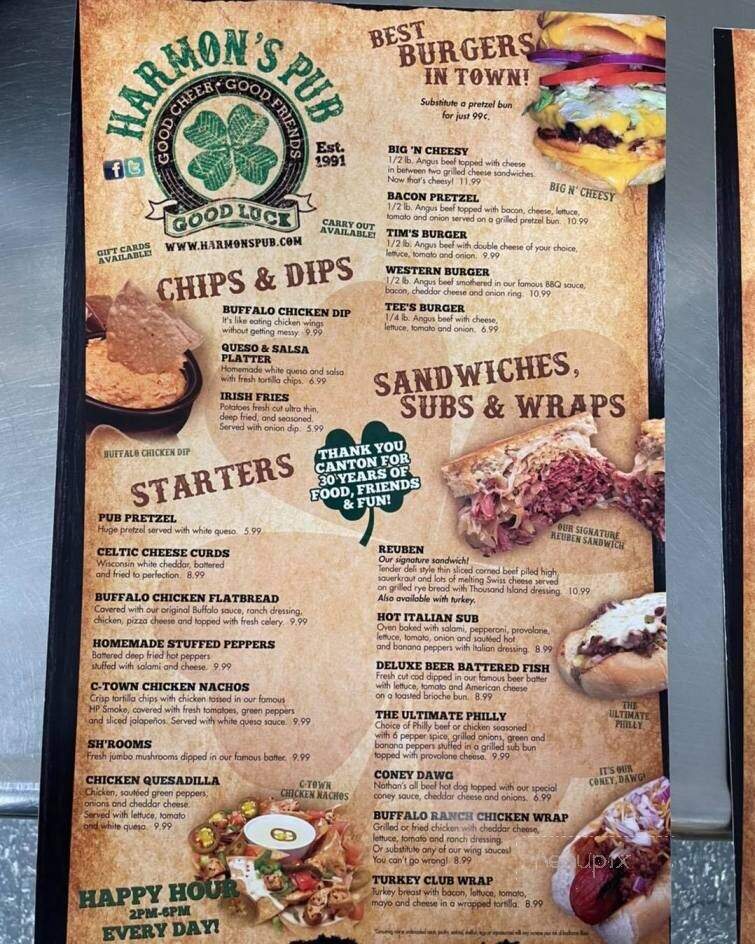 Harmon's Pub - Canton, OH menu_pic