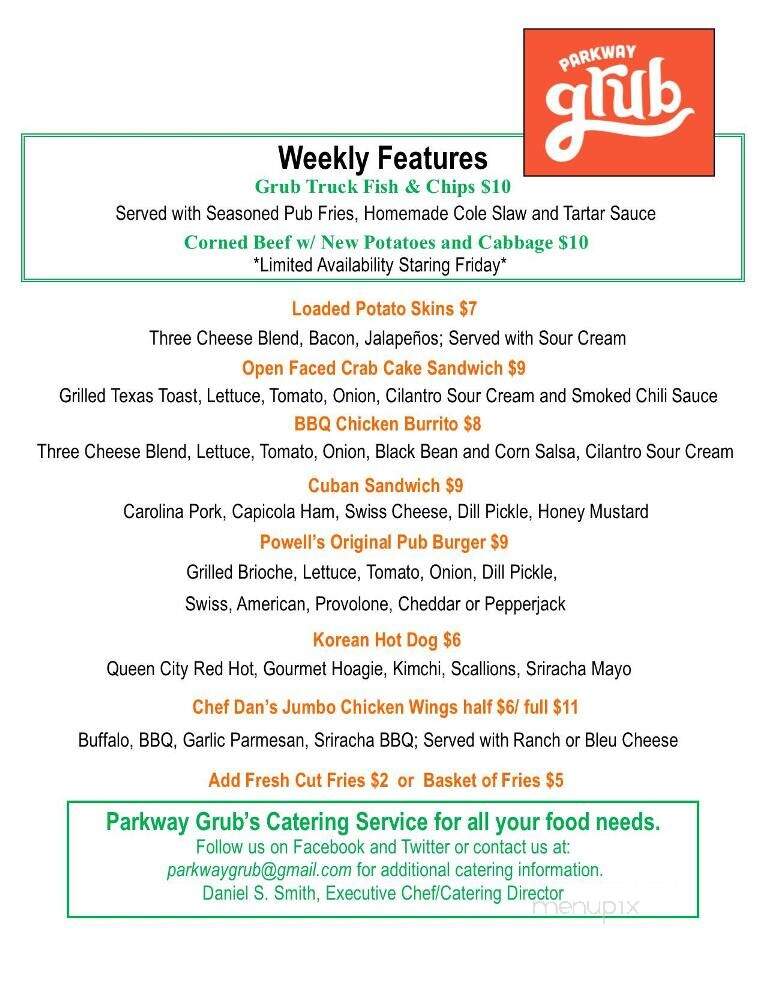 Parkway Pub - Powell, OH menu_pic