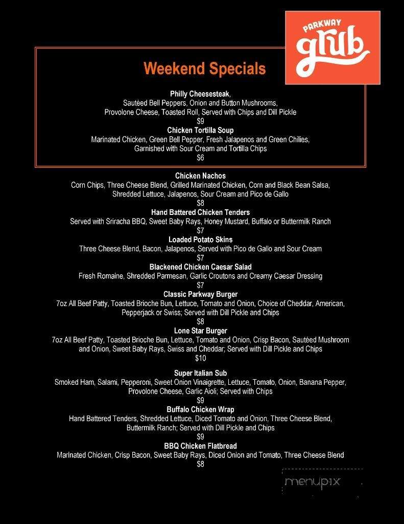 Parkway Pub - Powell, OH menu_pic