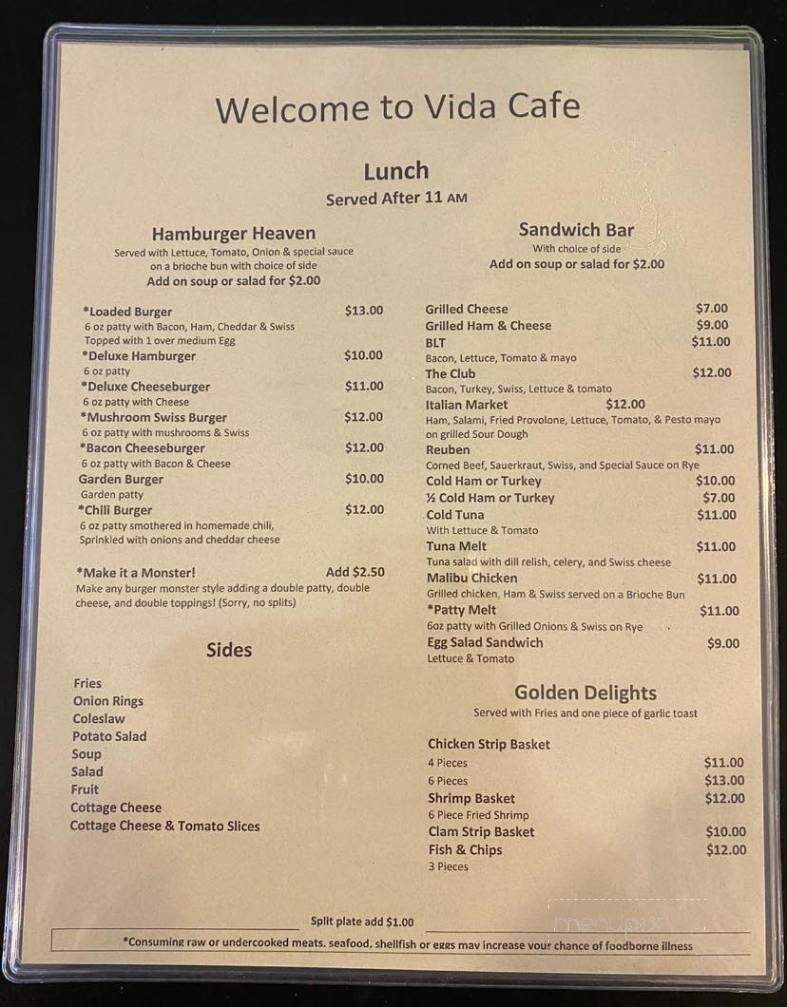 Vida Cafe - Vida, OR menu_pic