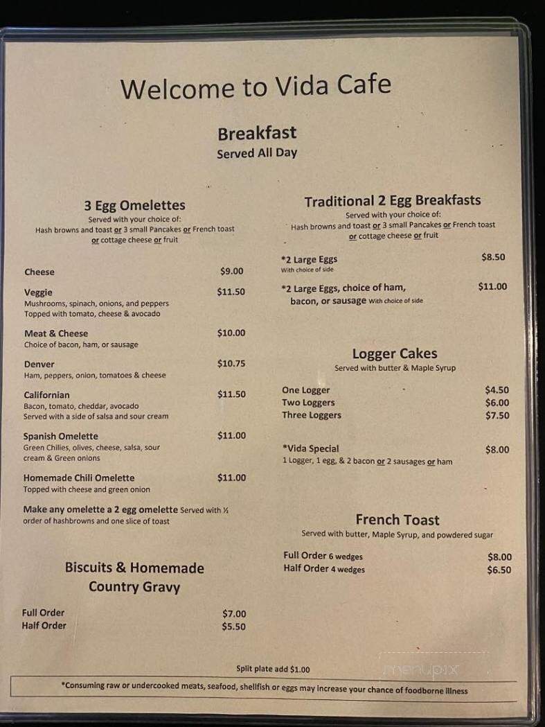Vida Cafe - Vida, OR menu_pic