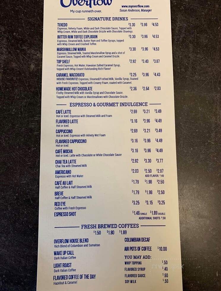 The Overflow Cafe' - Owensboro, KY menu_pic