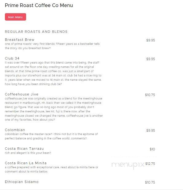 Prime Roast Coffee Co. - Keene, NH menu_pic