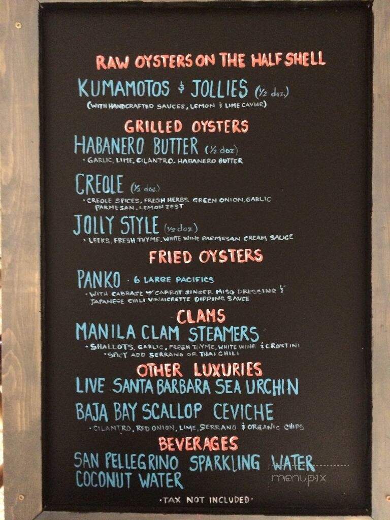 The Jolly Oyster - Food Truck - Ventura, CA menu_pic