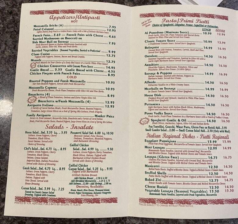 La Cucina Italian Restaurant - Havre de Grace, MD menu_pic