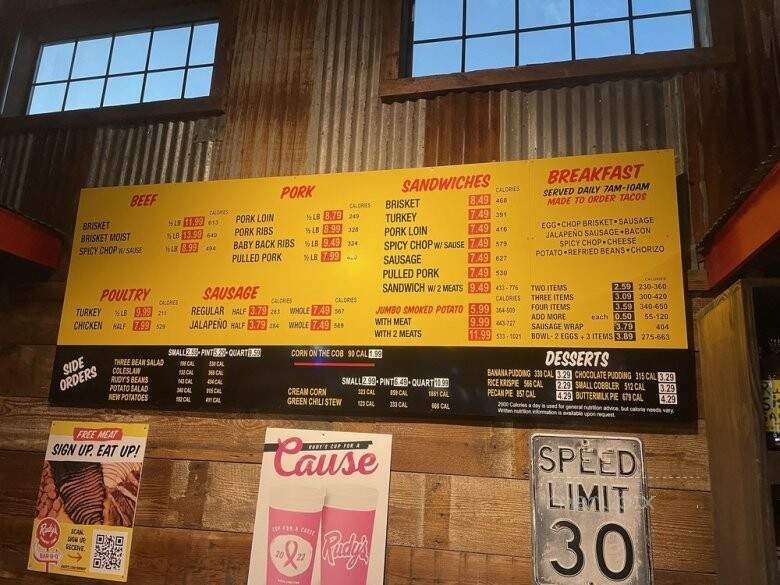 Rudy's Country Store and BBQ - Killeen, TX menu_pic
