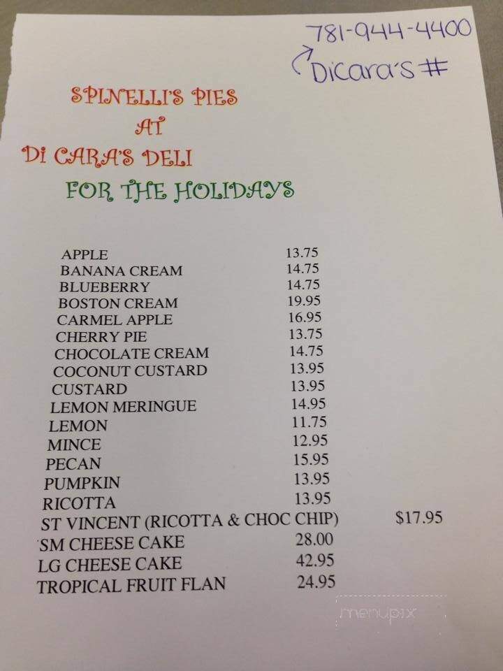 Dicara's Deli - Reading, MA menu_pic
