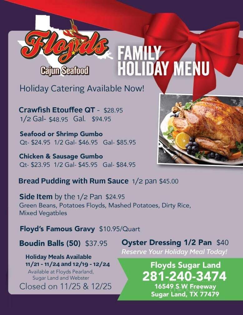 Floyd's Cajun Seafood - Sugar Land, TX menu_pic
