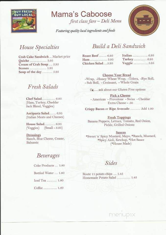 Mama's Caboose - Bridgewater, VA menu_pic
