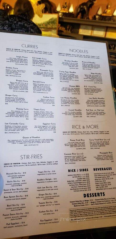 Panoy Bistro - Grass Valley, CA menu_pic