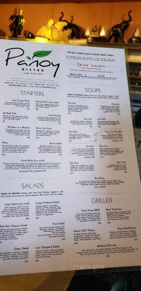 Panoy Bistro - Grass Valley, CA menu_pic